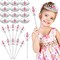 24 Pcs Princess Dress up Accessories Crown Tiara and Wand Set Include 12 Pcs Princess Wand and 12 Pcs Plastic Crown Kids Tiara for Little Girls Kids Toddler Costume Party Cosplay Gifts, Pink